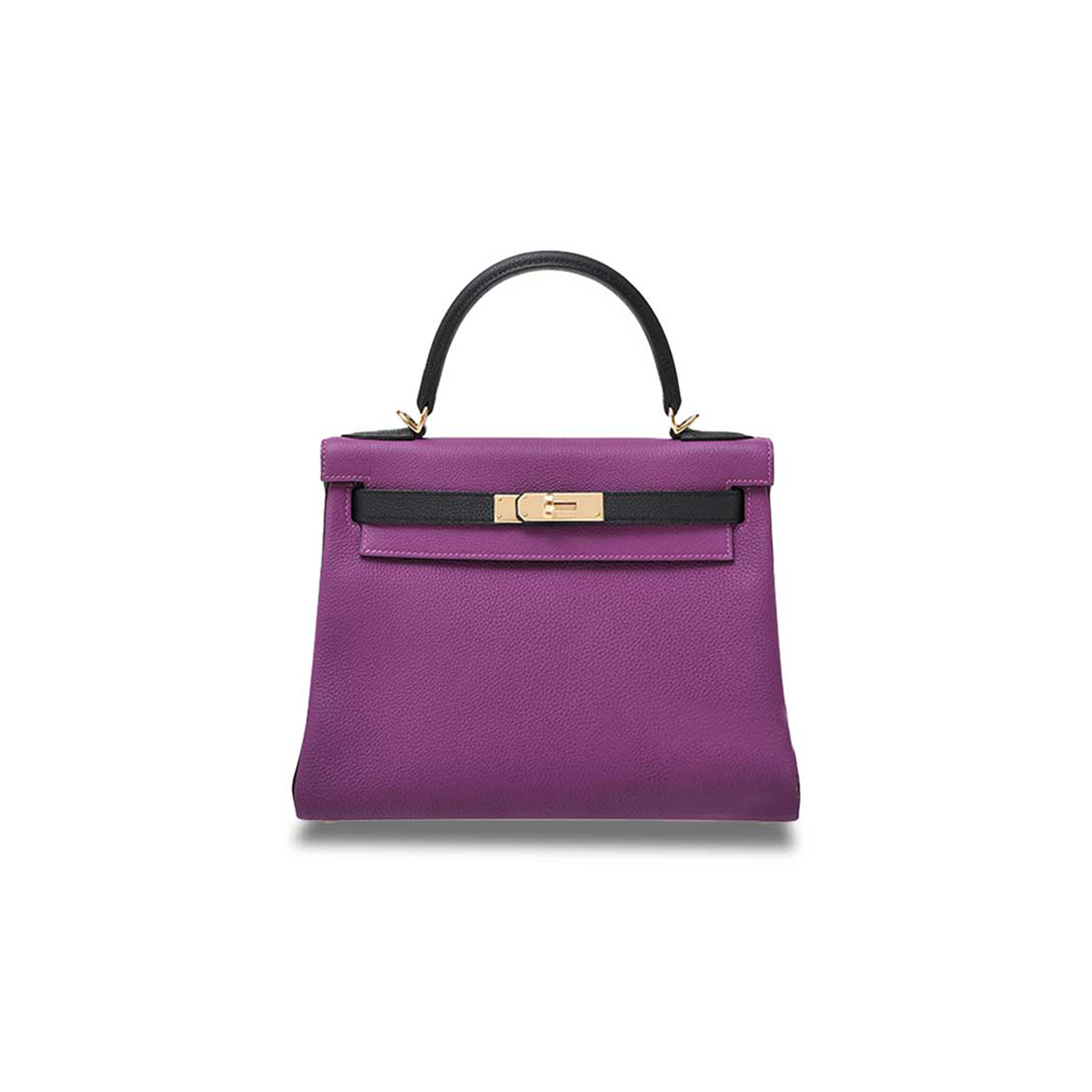 H**mes master kelly 25 togo sea anemone purple black gold buckle (25*17*7cm)